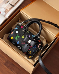 Louis Vuitton LV x TM Nano Speedy Women's Colorful Monogrammed Canvas Leather Tote Shoulder Bag Bags #76129