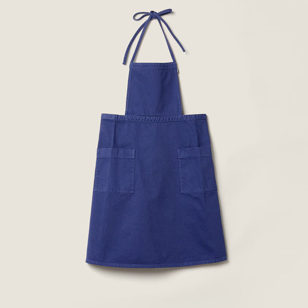MiuMiu 26 Early Spring Collection Women's Spring/summer Apron Style Tie-front Dress Deep Blue Cotton Fashionable And Trendy Tie-front Dress Lady Dress #197247