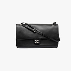 Chanel 26s Black And Silver Grained Calfskin Cf Maxi Flap Crossbody Bag Stylish Sophisticated And Elegant Available In Multiple Colours Lady Bags AS6231 #84387A