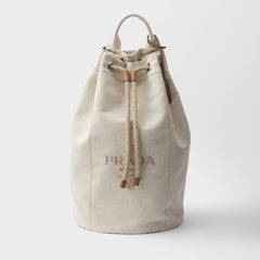 Prada Linen-blend Canvas Drawstring Travel Bag For Men Autumn/winter Fashion Trend Large Capacity Stylish Backpack Bags  2VY011_2CYA_F0216_V_OOO #81994A