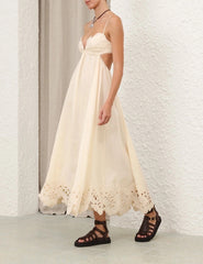 Zimmermann Women's Spring/summer Linen Lace Elegant Temperament Long Dress Fashion Casual Camisole Vest Dresseses Ngvp #2241