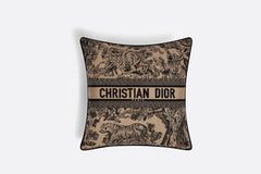 Square Pillow ¨C Beige Toile de Jouy Fauna