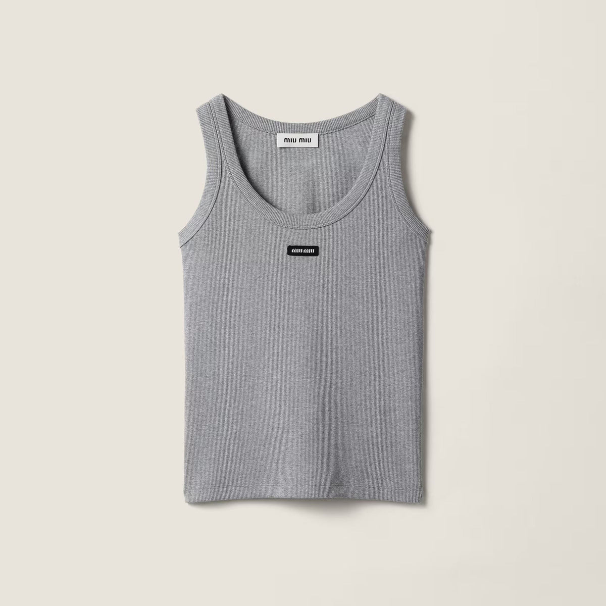 MiuMiu Women's Summer Vest Sleeveless Ribbed Knitted Grey Sports Tank Lady Top T-Shirt # 195398