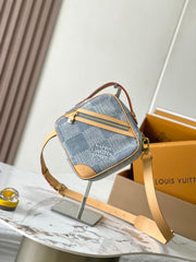 Louis Vuitton Chess Women's Blue Tessellated Print Canvas Leather Shoulder Crossbody Bag Bags #76844
