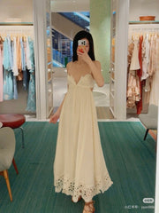 Zimmermann Women's Spring/summer Linen Lace Elegant Temperament Long Dress Fashion Casual Camisole Vest Dresseses Ngvp #2241