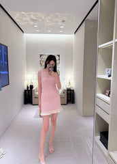 Chanel Women's Summer Knitted Vest Dress Solid Color Round Neck Sleeveless Flared Dresses Ngvp #2368