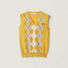 MiuMiu Women's Fall/winter Fashion Casual V-neck Letter Print Pullover Cashmere Vest #78463