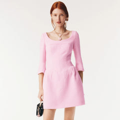 Chanel Women's Spring/fall Solid-color Tweed Sleeveless Dress Stylish Elegant And Refined U-neck Short-length Waist-defining Dresses #81974A