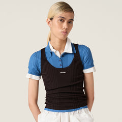 MiuMiu Women's Solid-Color Lace Knit Vest for Fall/Winter Stylish Layering Trend Retro-Chic Blouse #82439A
