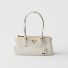 Prada Galleria Women's Classic Fashion Solid Color Metal Triangle Engraved Logo Calfskin Handbag Bags #78231