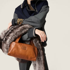 MiuMiu Leather Handbag Soft Clutch Signature Square Bag Fashionable Trendy Casual Bags 5bb182_2ier_f0046_v_moo #82284A