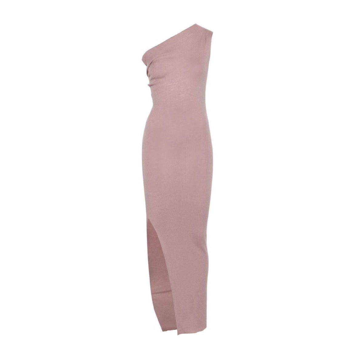 Rick Owens Women's Summer Slant Shoulder Slim Wool Side Slit Sleeveless Solid Color Dresses #81161