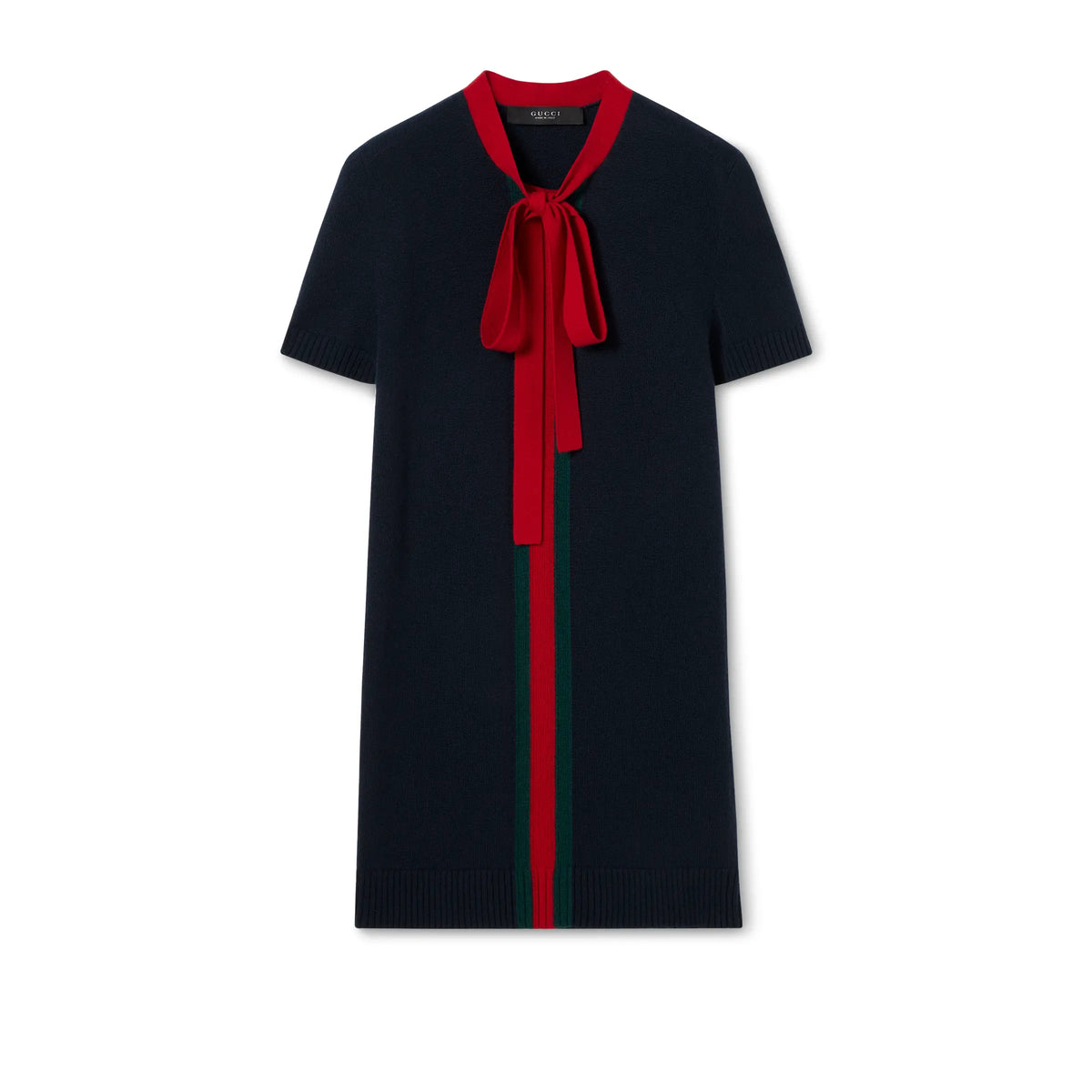Gucci Women's Early Spring Decorative Ribbon Knit Blend Bow Dress Elegant And Fashionable Straight-cut Silhouette Lady Dress #194987