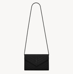 Saint Laurent Women's Classic Fashion Classic Cassandre Chain Wallet In Grain De Poudre Leather Logo Gold Chain Leather Shoulder Bag Crossbody Bag Bags Accessories 377828BOW021000 #78166