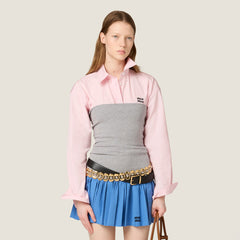 MiuMiu Women's Spring/summer Fashion Casual Poplin And Plain Knit Strapless Sleeveless Dress #78396