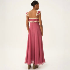 Chloe Women's 26S Dragon Fruit Colored Lace Edged Silk Suspender Dress Lady #82521A