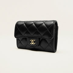 Chanel Women's Fashion Classic Solid-Color Leather Logo Metal Icon Flap Card Holder Bag Bags #79488