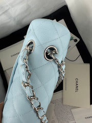 Chanel Classic Medium Flap Bag With A Silver Chain Shoulder Strap A Timeless Versatile Classic Metallic-colored Leather Tends To Fade Easily Lady Bags #197116