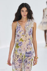 Zimmermann Women's Summer Floral Pattern Printed Three-dimensional Feather V-neck Strapless Dress #77984