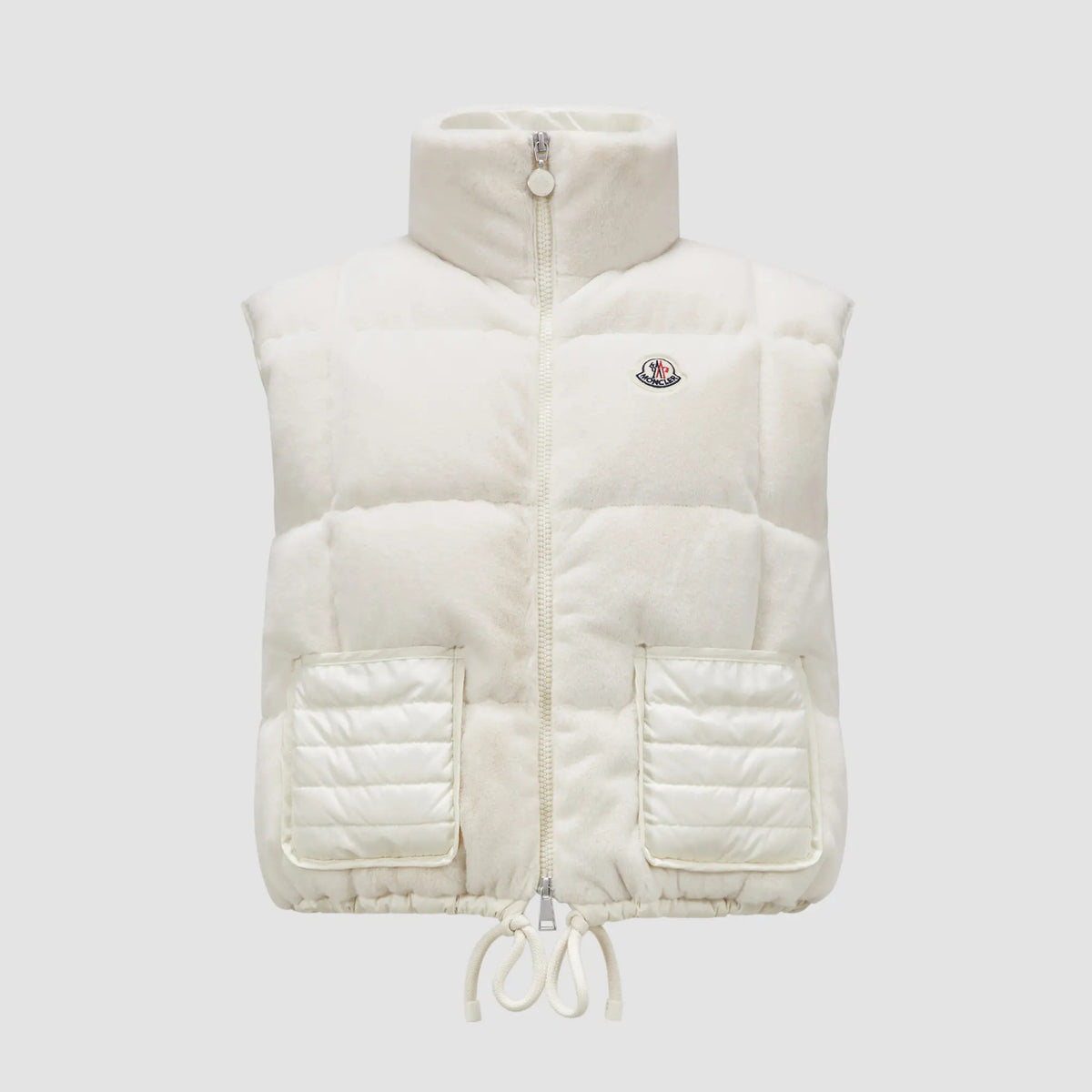 Moncler Women's Autumn and Winter Solid Color Embroidery Logo Zipper Drawstring Hem Puffer Down Vest Jacket #73235