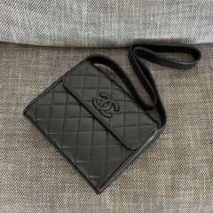 Chanel Women's Men's Vintage Black Knight Square Box Crossbody Bag With Flap Cover - Elegant And Sophisticated Handbag #81871A