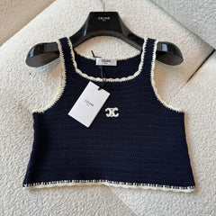 Celine Women's Summer Fashion Casual Square Neck Sleeveless Handmade Crochet Vest #79293
