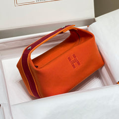Hermes Classic Casual Color Block Canvas Tote Bag Makeup Bag Toiletry Bag Bags #78245