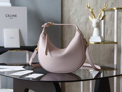 Celine Women's Pink Teen Lulu Handbag Stylish Vintage-inspired Half-moon Clutch Crossbody Bag Bags 120723ENY.25BD #81821A