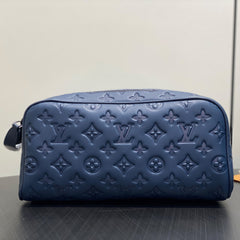 Louis Vuitton DOPP KIT Toiletry Bag Women's  Men's Fashion Trend Handbag Luxury Monogram Shadow Embossed Double Zip Wash Bags M14485 Grey M14885 Light Blue M14843 Dark Blue #81236