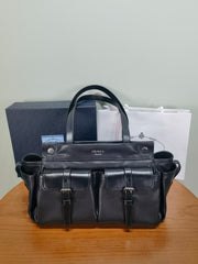 Prada Route Medium-sized Cowhide Leather Handbag Classic Spacious Multi-pocket Tote Bag For Women With A Single Shoulder Strap And Patchwork Belt Accents Bags 1BG645 #196267