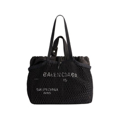 Balenciaga Women's Monogrammed Printed Drawstring Closure Mesh Pocket Tote Bag Bags #75669