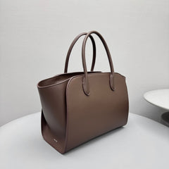 THE ROW Men's & Women's Marlo 12 Tote Bag Lychee-Patterned Shopping Tote Casual Solid-Color Plain-Weave Leather Handbag Bags W1802L72MUAS #81732