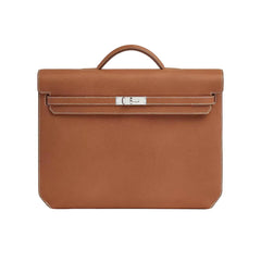 Hermes Men's and Women's Classic Solid Color Leather Business Bag with Silver Buckle  Handbag Laptop Case Bag Bags #78611