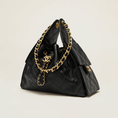 Chanel Women's Fashion Classic Solid Color Leather Logo Drawstring Underarm Bag Chain Handbag Tote Shoulder Bag Bags AS5293-B20304-U2367 Metallic-colored Leather Tends To Fade Easily #78855