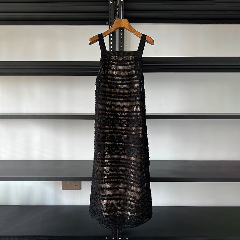 Chanel Women's Black Hollow Sexy Slim Halter Dress Spring And Summer Fashion Temperament Elegant Long Dress Skirt Ngvp #1967