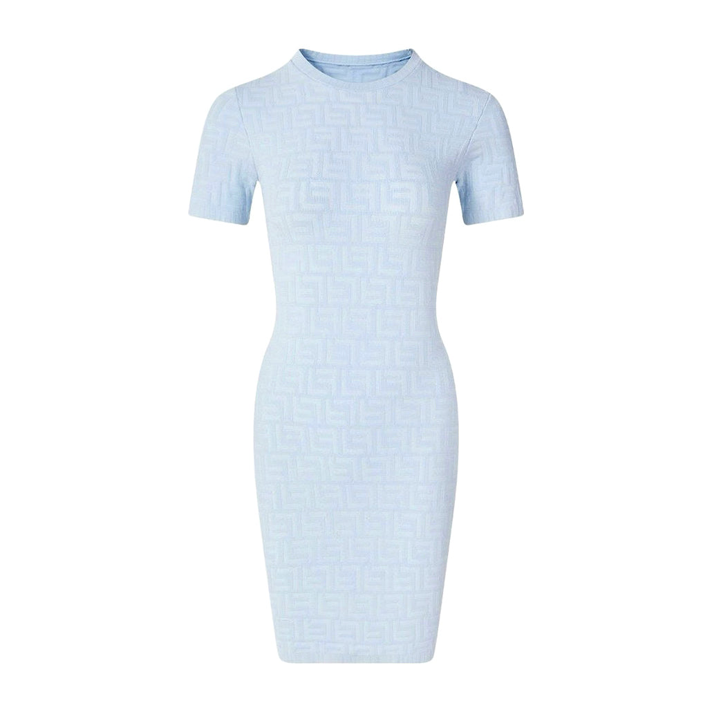 Fendi Women's Spring/Summer Solid Color Letter Printed Short Sleeve Round Neck Knit Dresses #72619