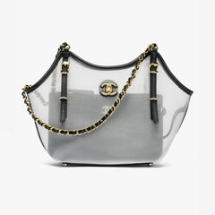 Chanel Coco Beach 2026 Collection Small Shopping Bag Transparent Mesh Beach Resort Tote With Chain Straps Bags #196928