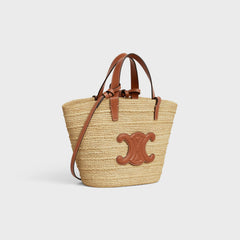 Celine Women's Teen Supple Classic Panier In Raffia Logo Calfskin Pure Color Casual Shoulder Handbag Tote Bag Bags 115802FF7.04LU #81278