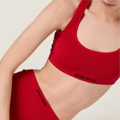 MiuMiu Women's Summer Seamless Racerback Top Elastic Jacquard Short Solid Color Cotton Sleeveless Vest #81272